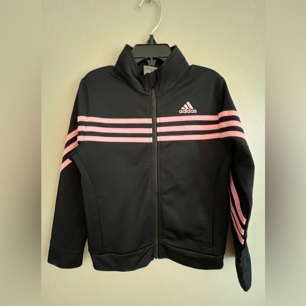ADIDAS GIRLS TWO PIECE -FULL ZIP JACKET/PANTS SIZE 6 MINT